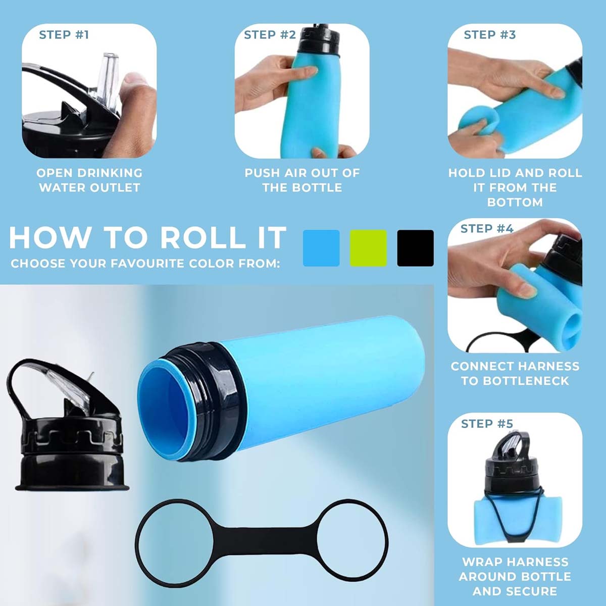 600ml Silicone Drinkware Outdoor Foldable Water Bottle 4