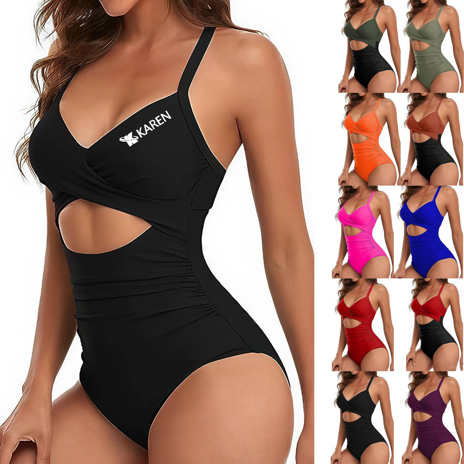 Hollow Out One-Piece Swimsuit w/ Back Lacing 16