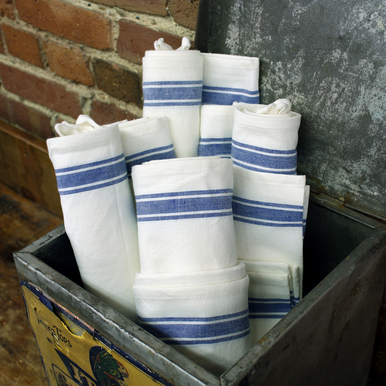 Vintage Stripped Kitchen Towel - Blue Stripe 12