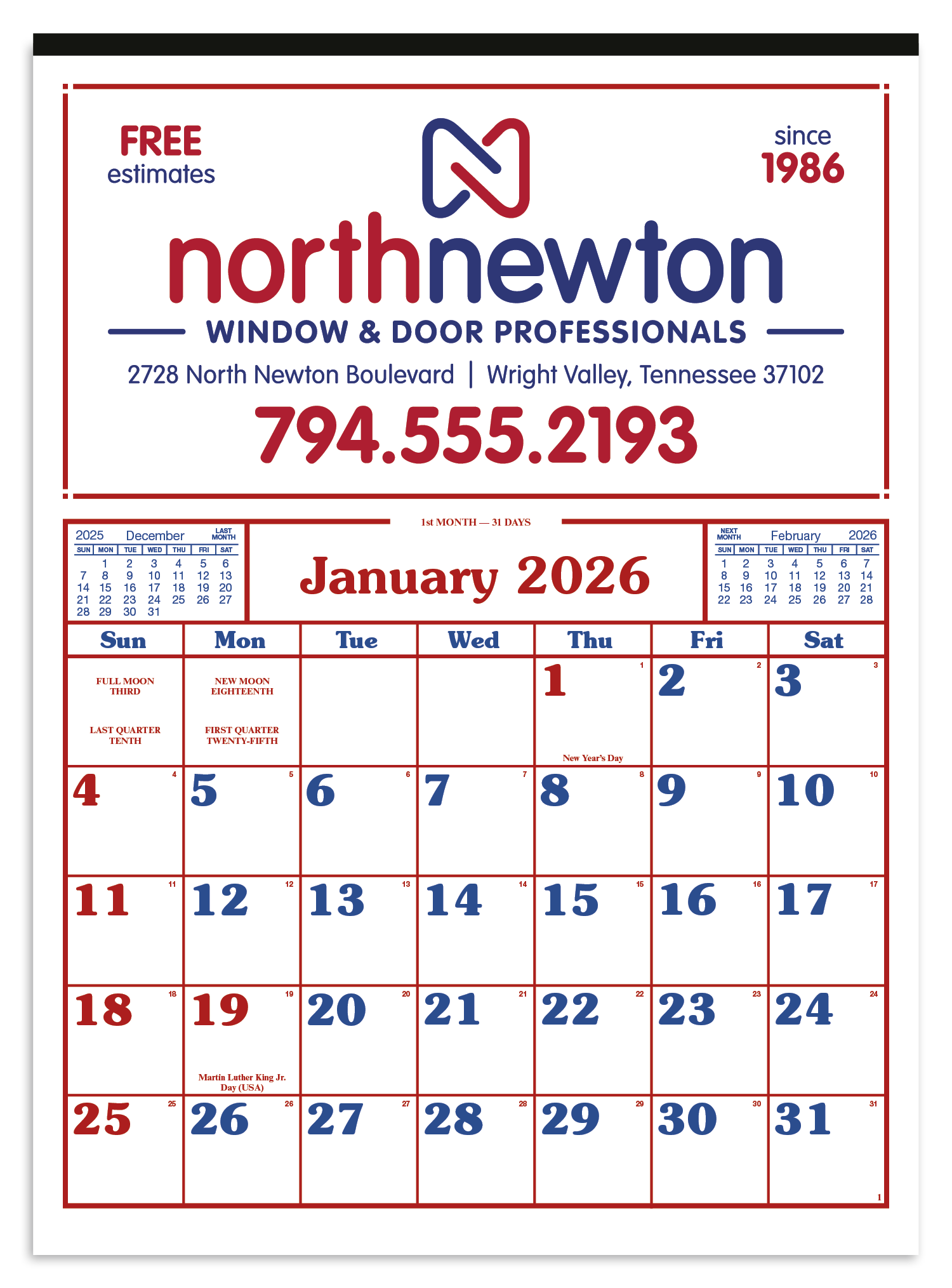 Skinner & Kennedy® Commercial 12-Sheet Calendar 14