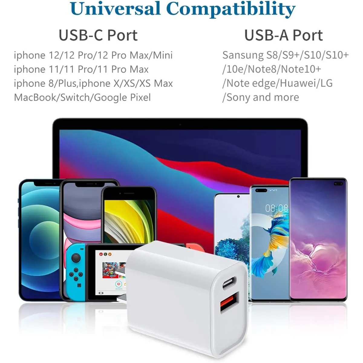 USB Type C 30W Fast Charging Dual Port Block Wall Plug Power 1