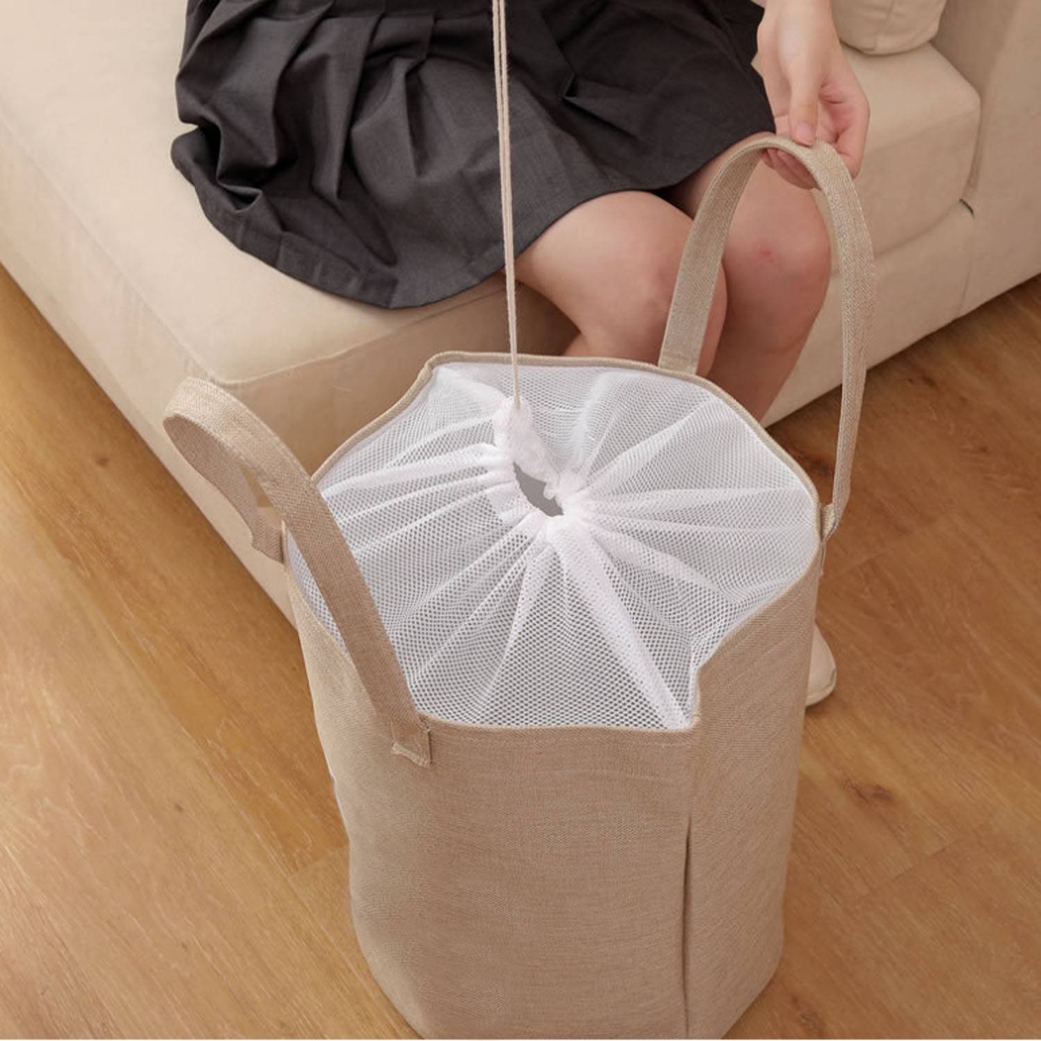 Foldable Waterproof Linen Beach Clothes Storage Tote Bag, custom tote bag with logo imprint 6