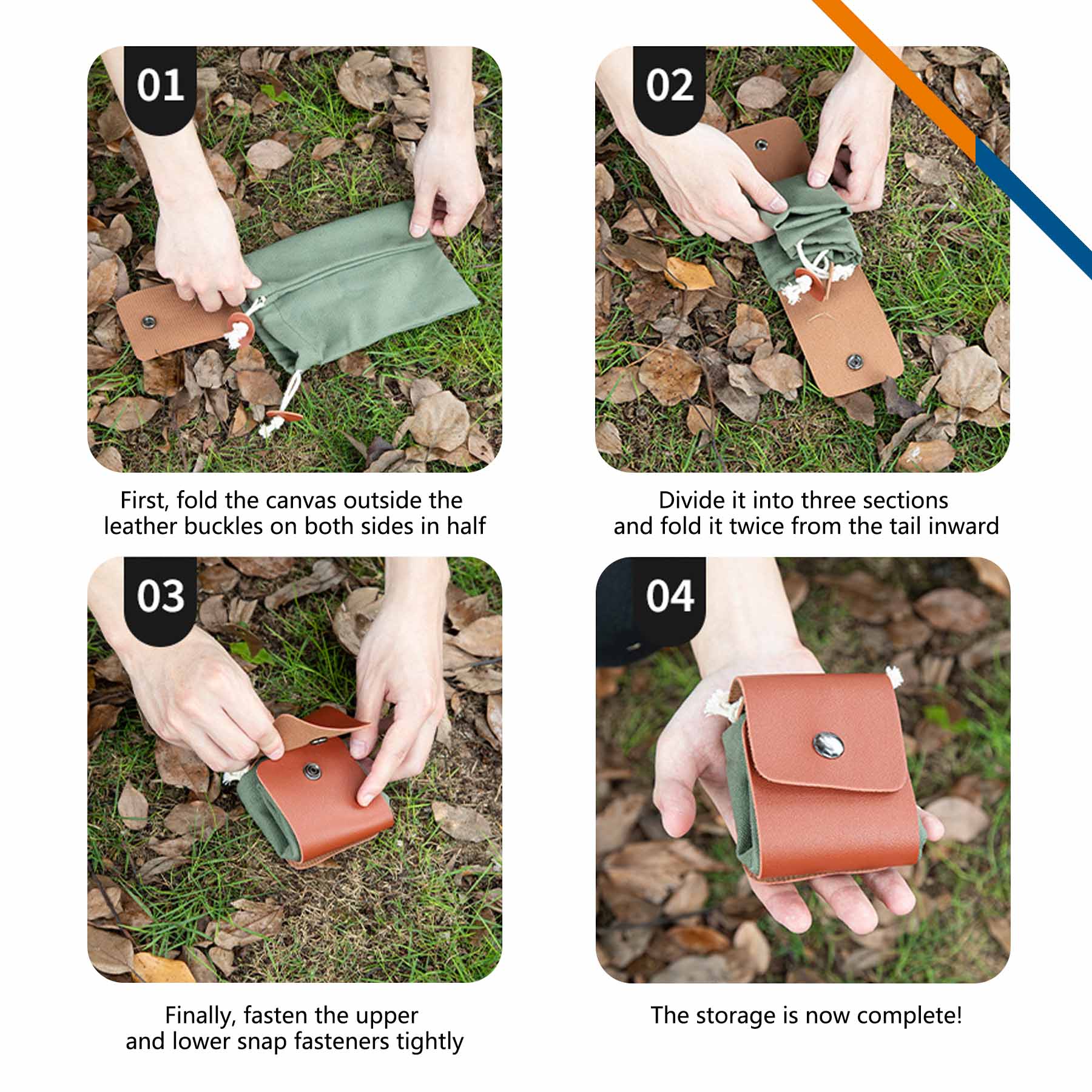 Lonki Outdoor Foldable PU Leather Foraging Pouch 6