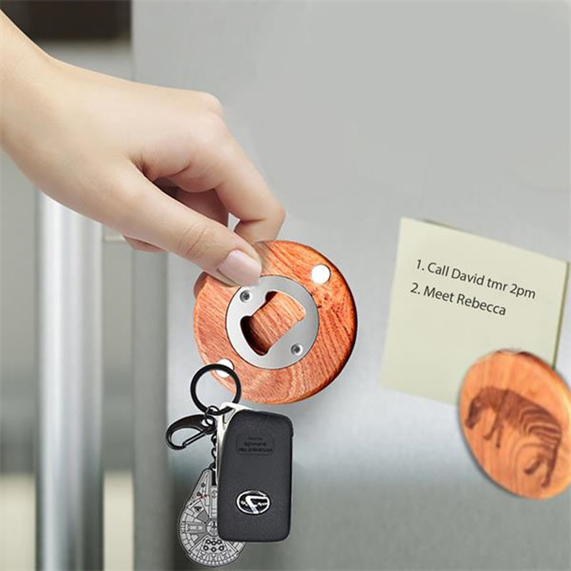 Wooden Bottle Opener With Fridge Magnet 2