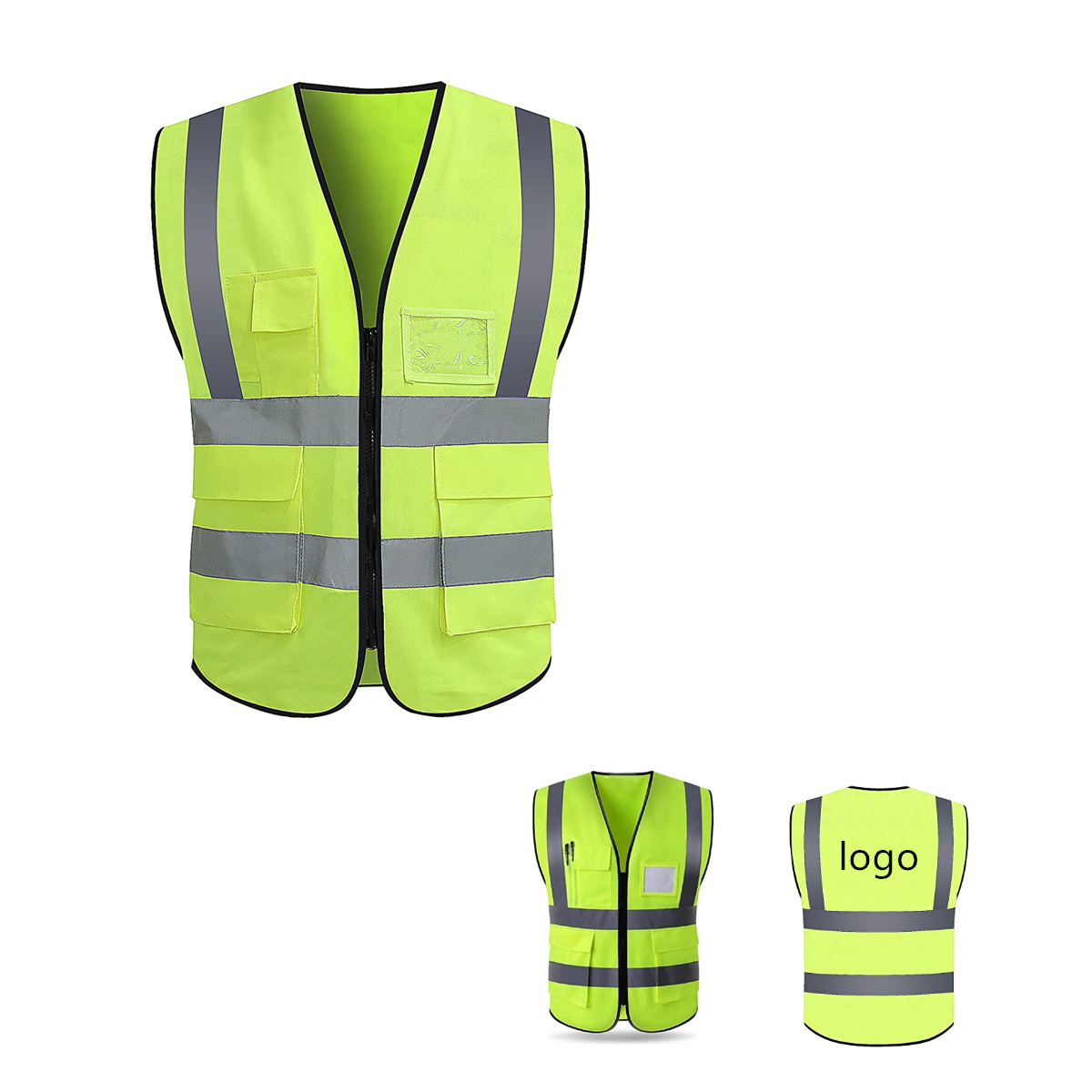 Visibility Reflective Safety Vest with Pockets and Zipper 2