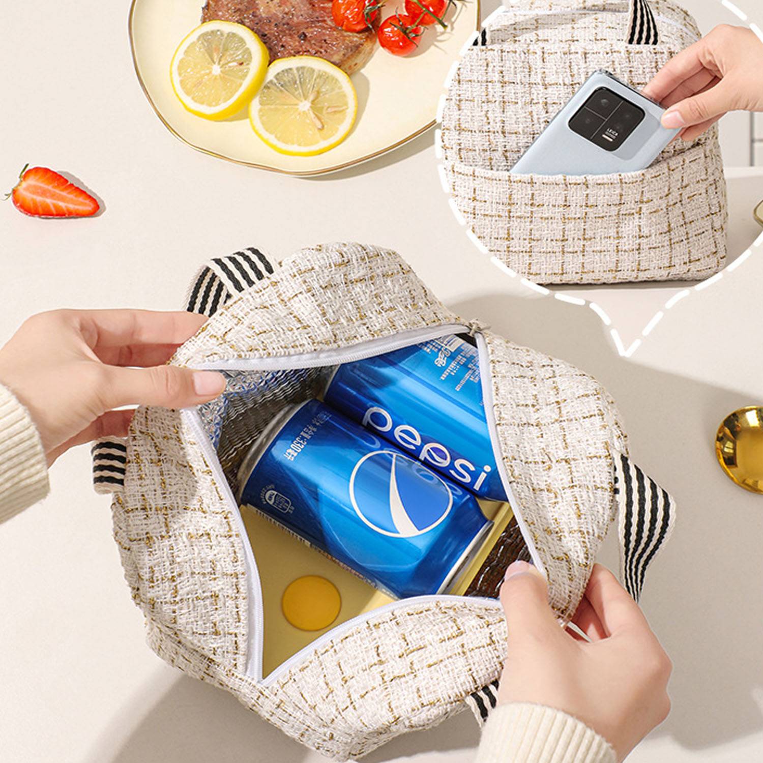 Large Capacity Polyester Aluminum Lining Insulated Lunch Bag 5