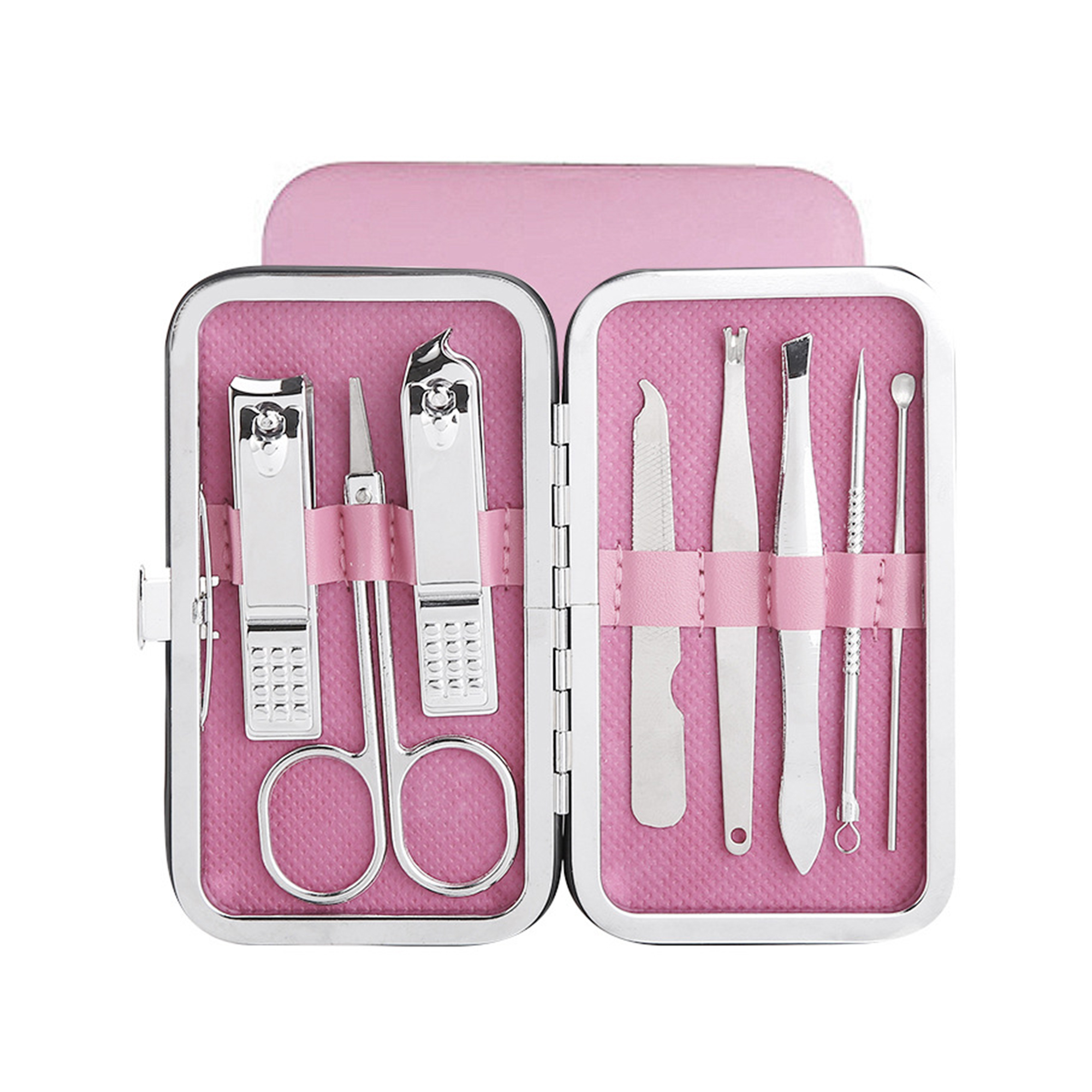 Stainless Steel Manicure Set PU Leather Case 8