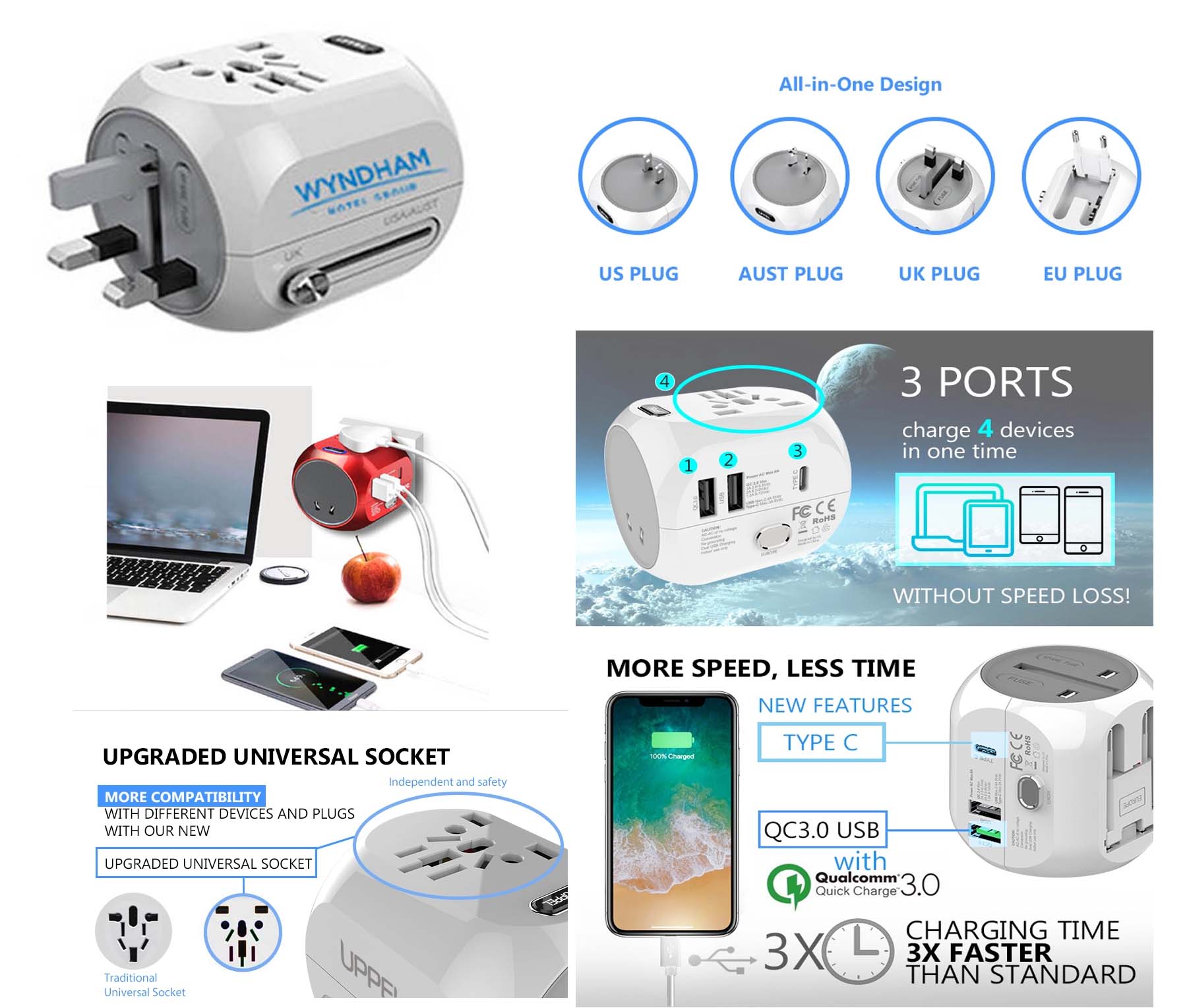 iBank ® Universal Travel Adapter, International Power Adapter 3