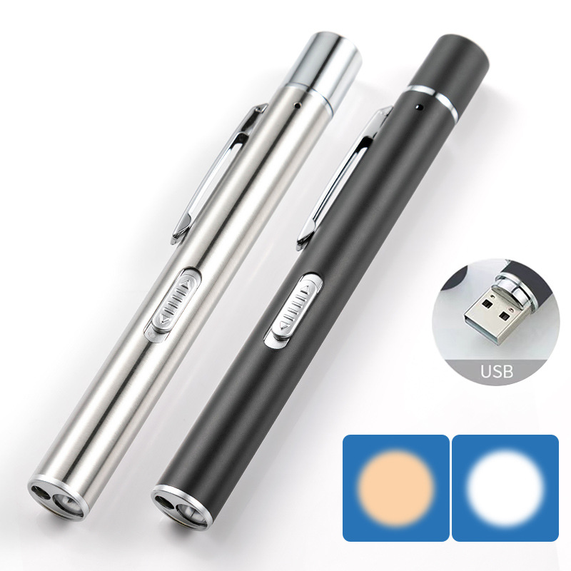3 in1 USB Rechargeable Mini LED Torch Flashlight Penlight 3