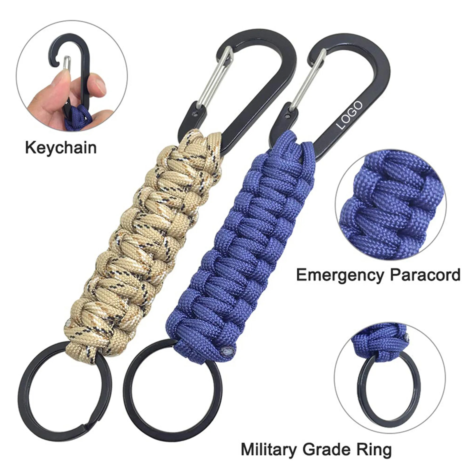 Paracord Survival Rope Keychain Carabiner 5
