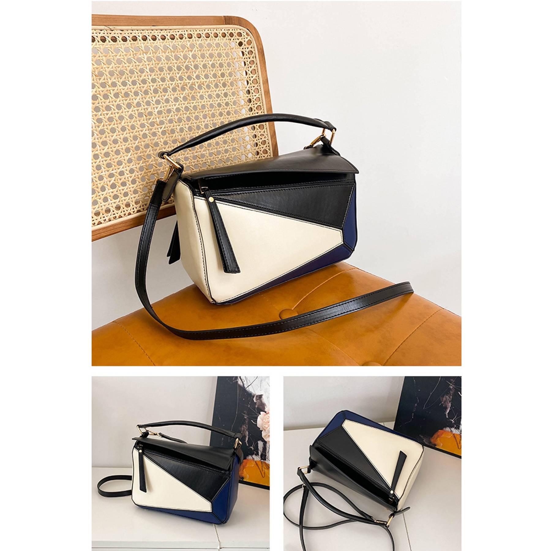 PU Contrast Crossbody Handbags Shoulder Bag For Women 4