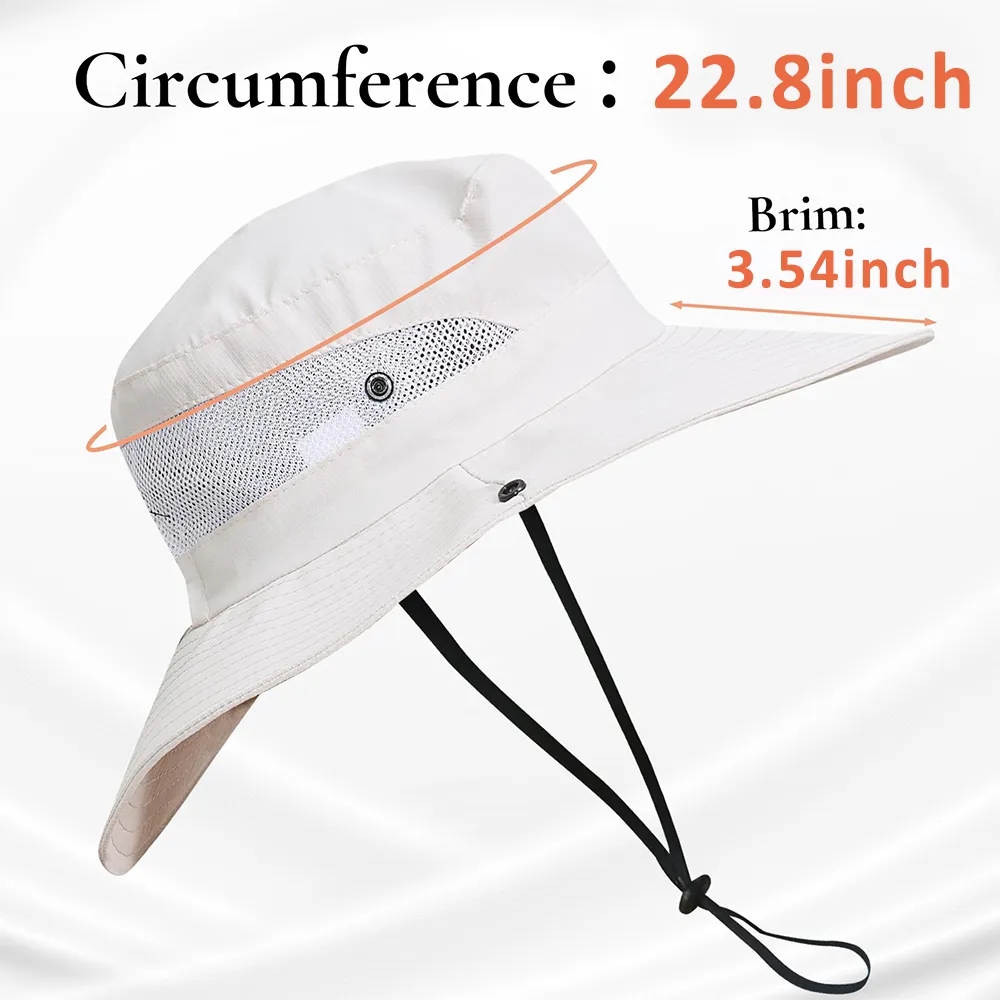 UPF50 Wide Brim Sun Hat with Ponytail Hole 12
