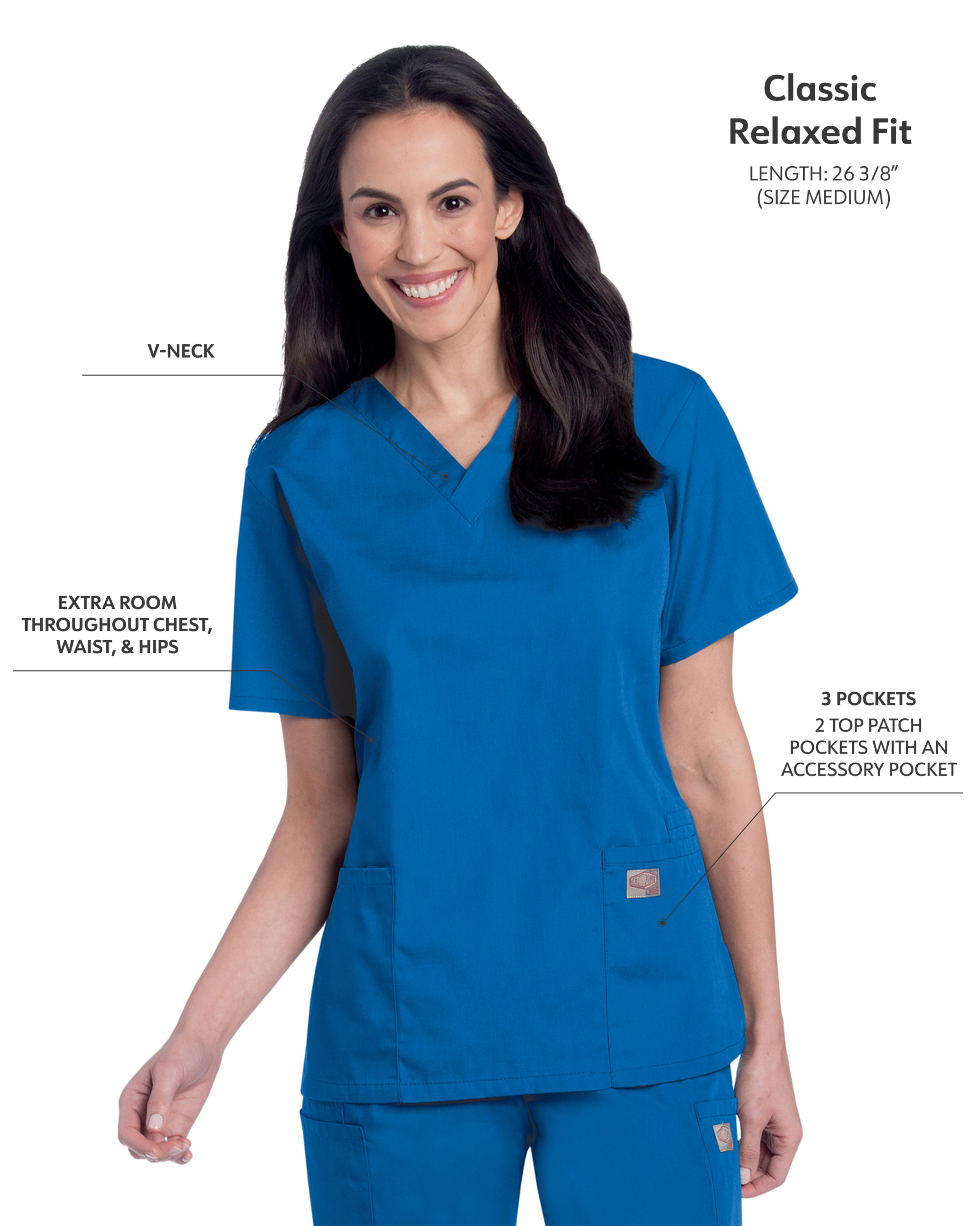 Landau - ScrubZone - Women's Three-Pocket Clean Back V-Neck Top 24