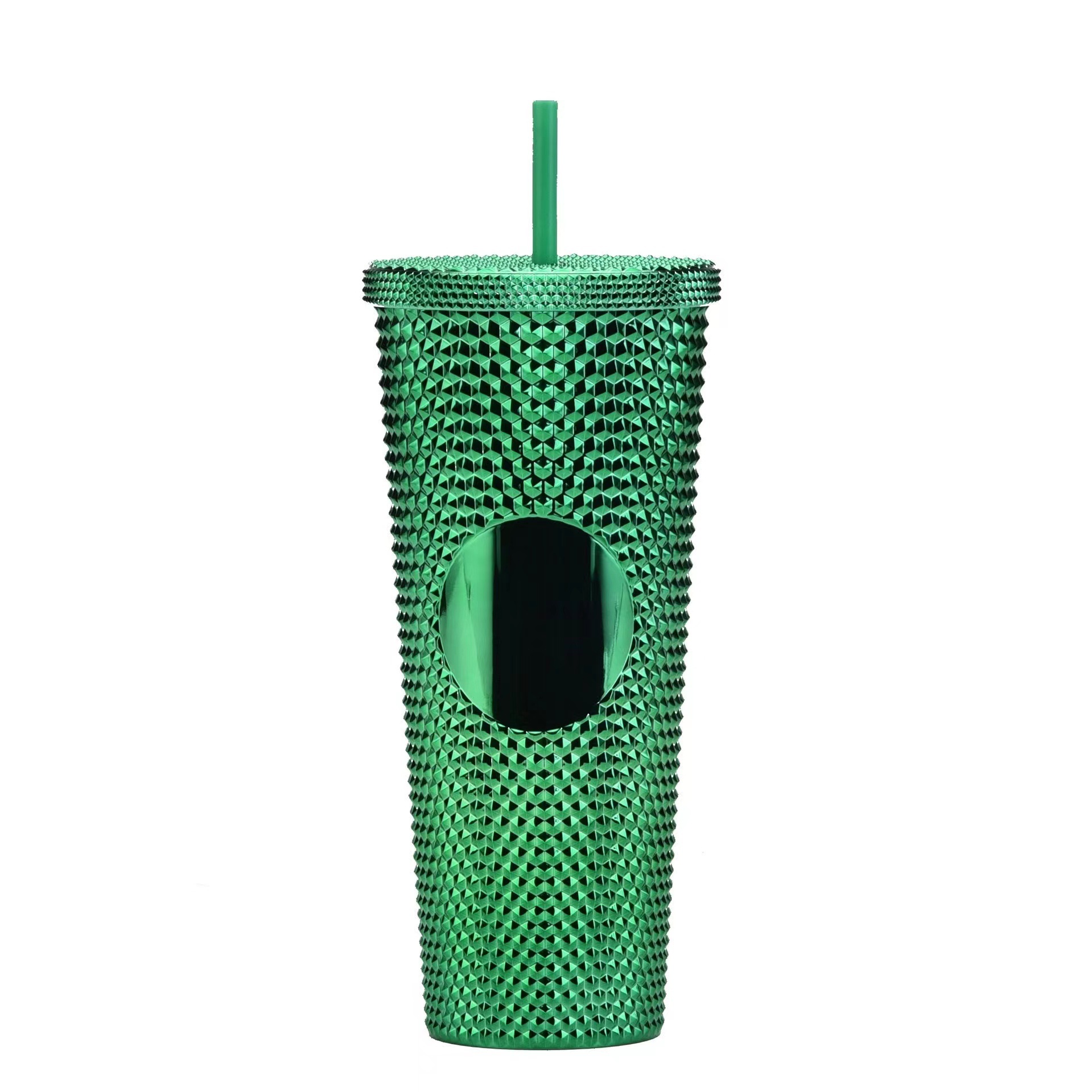 Double Plastic Straw Cup large capacity creative 710ml Durian Cup tie hand cup portable diamond cup 8
