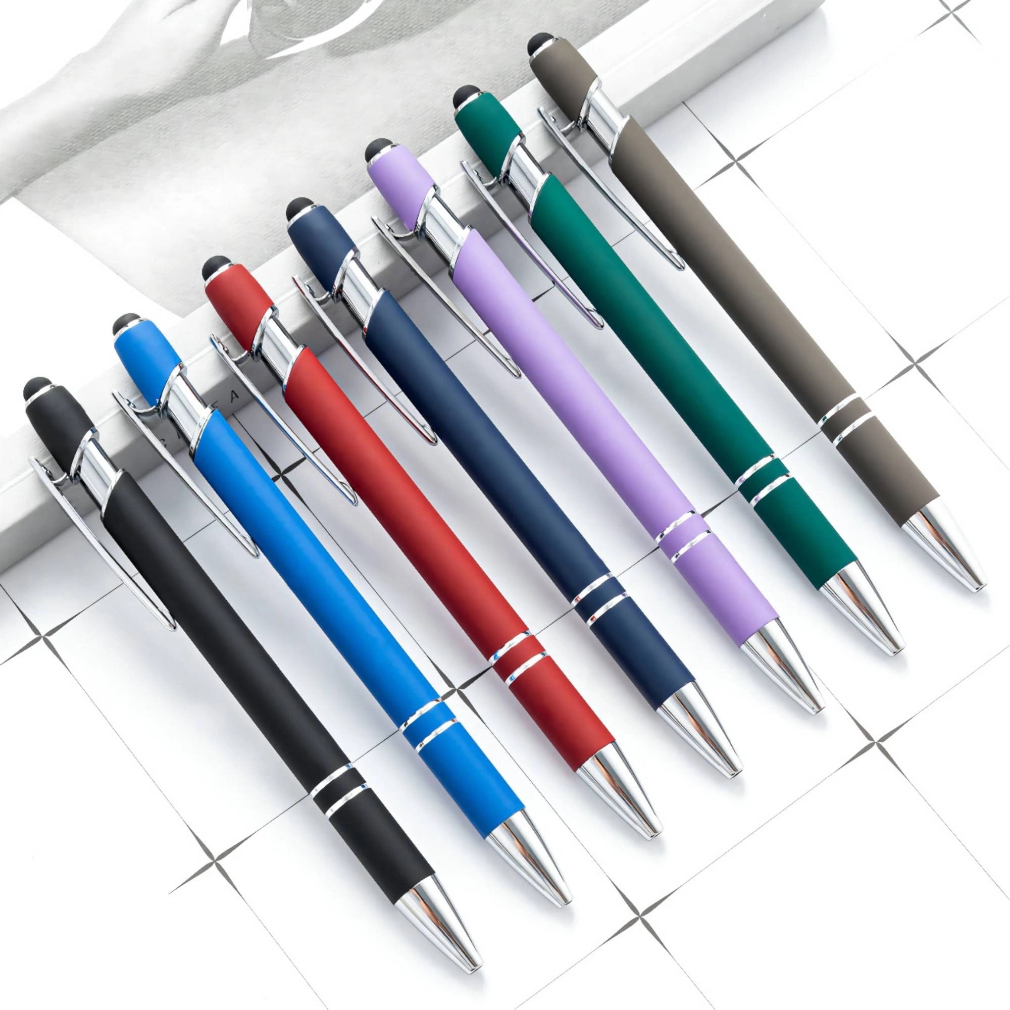 Rubberized Aluminum Click Stylus Pen MOQ 100PCS 3
