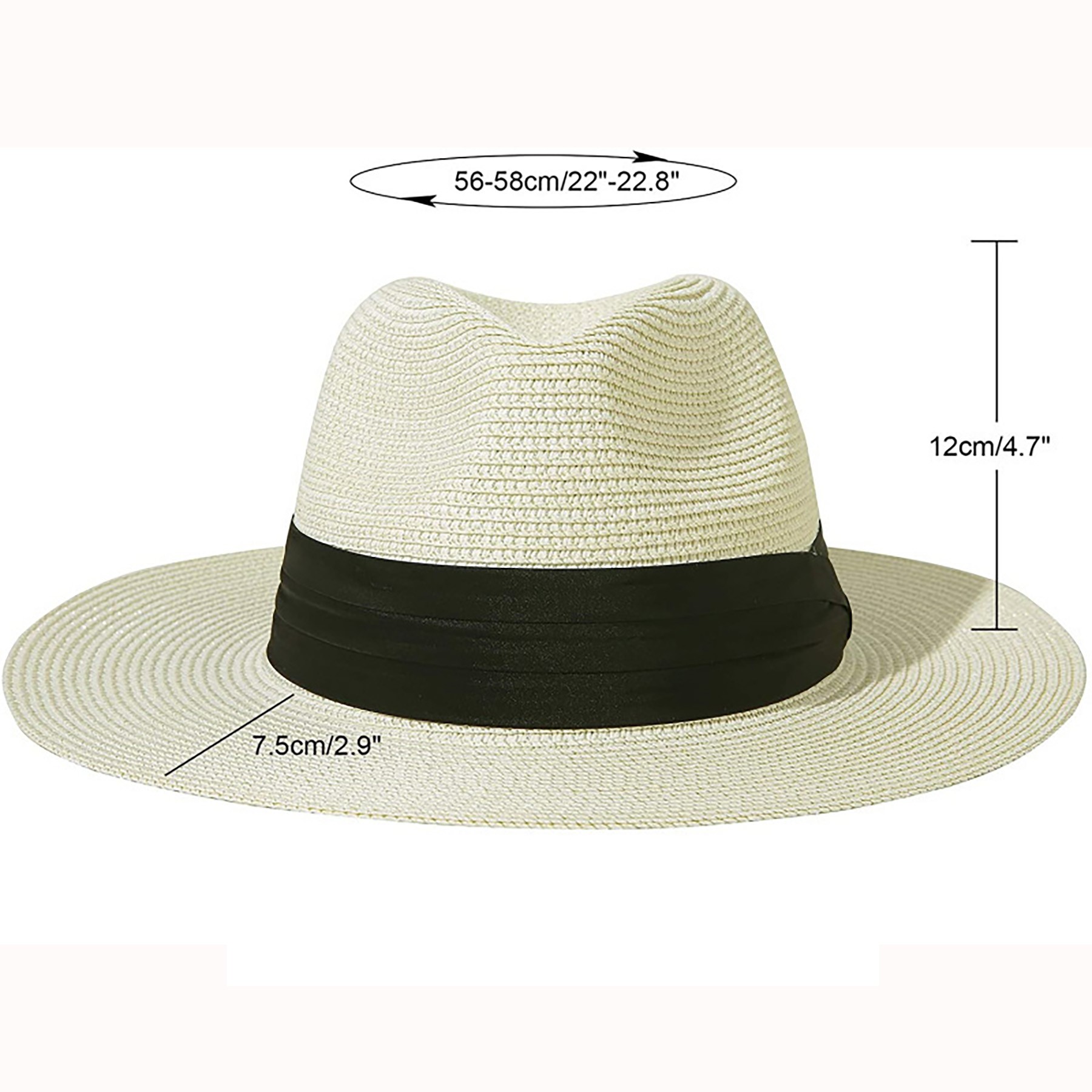 Women Wide Brim Straw Panama Sun Hat 4