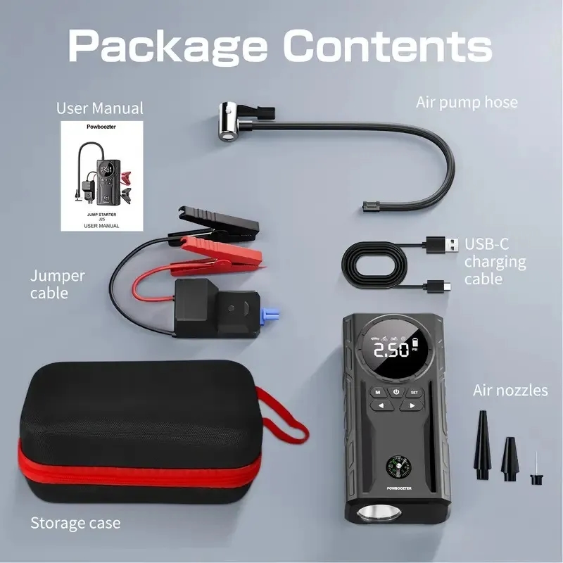 12V Car Emergency Jump Starter with Air Compressor 4