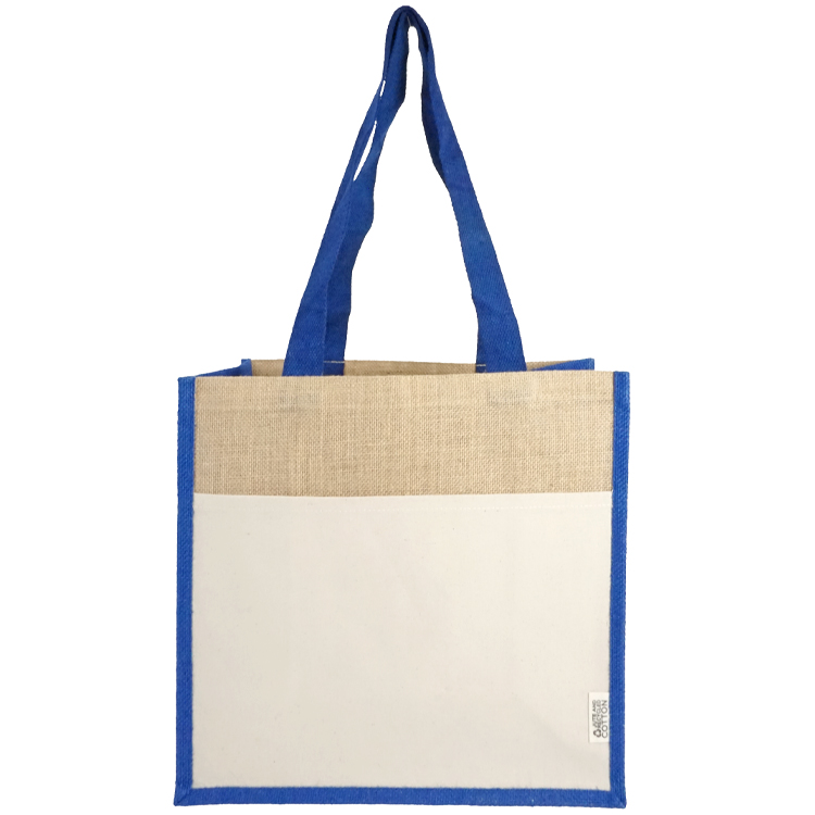 Miami Recycled Cotton Front Pocket Jute Tote, custom tote bag with logo imprint 11