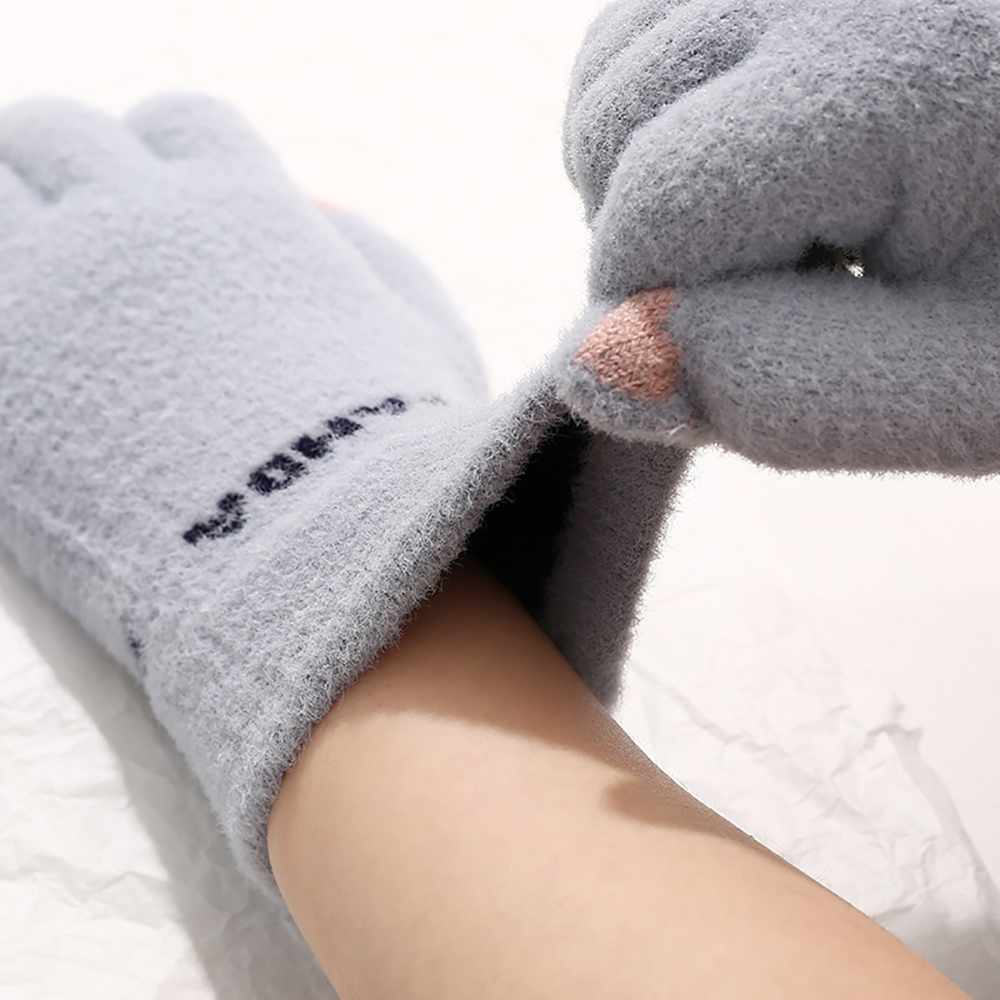 Women Touch-screen Panda Knitted Gloves 3