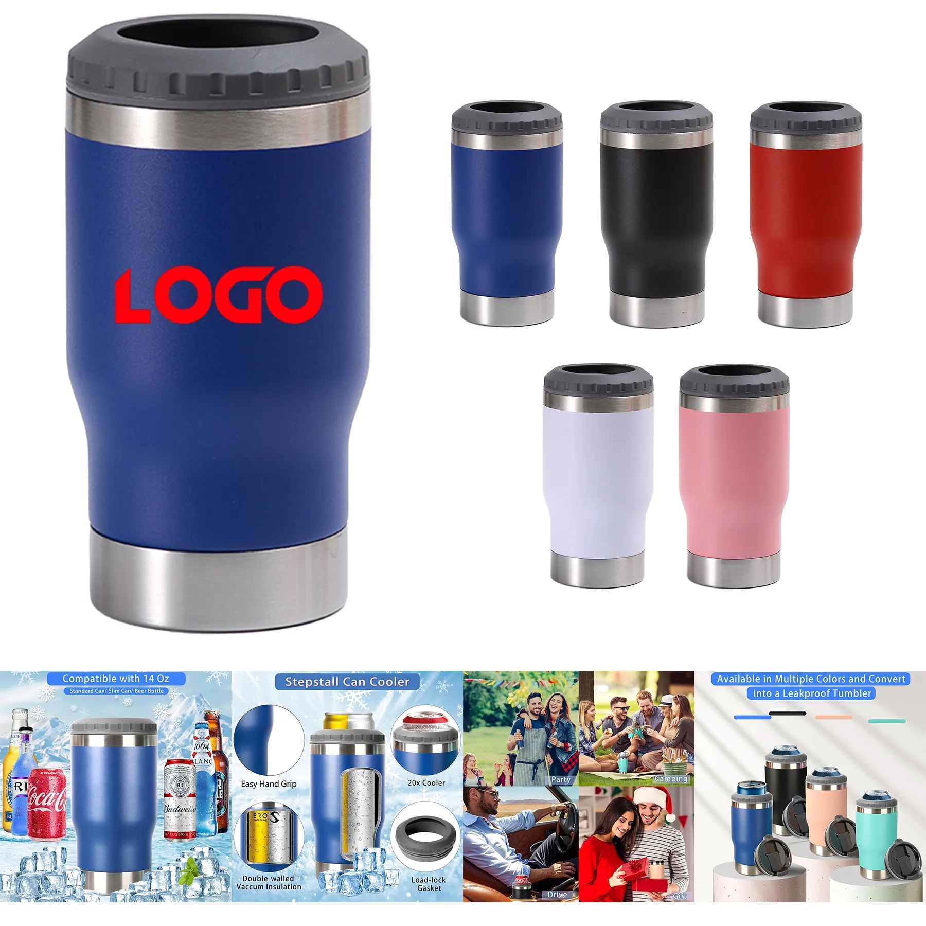 4-in-1 Beer Bottle and Can Cooler, custom koozie with logo imprint 2