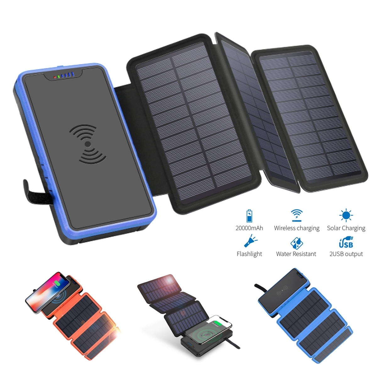 Foldable Solar Powered Wireless Charging Power Bank 2