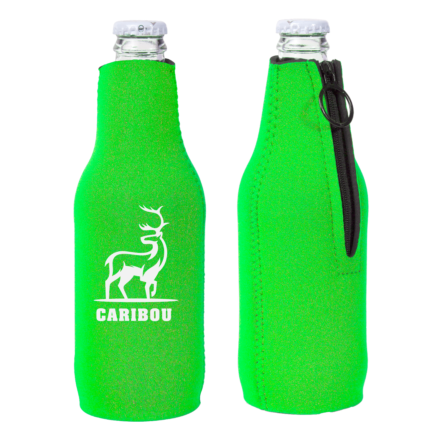 Neoprene Zipper Beer Bottle Cooler (1 Color Imprint) 6