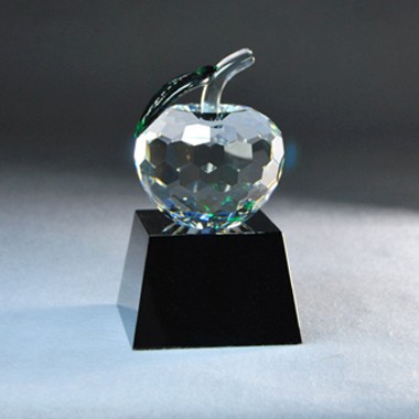 Faceted Clear Crystal Apple on Black Crystal Base 2