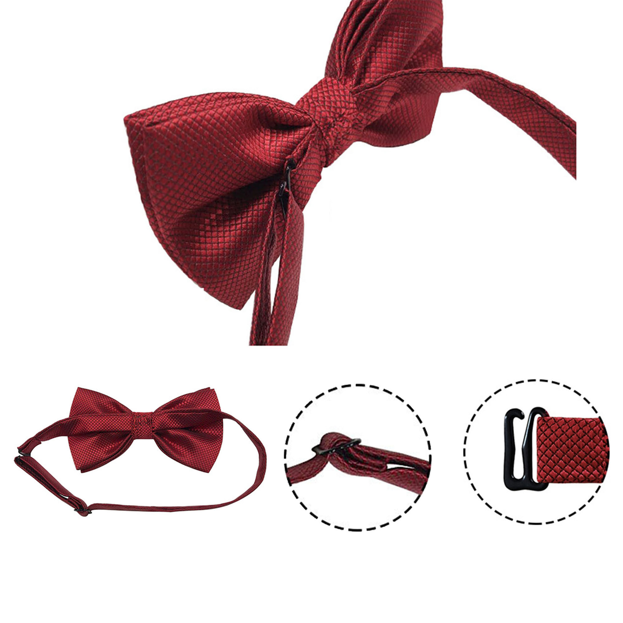 Adjustable Neck Band Pre-tied Bow Ties Formal Bowtie Set 7