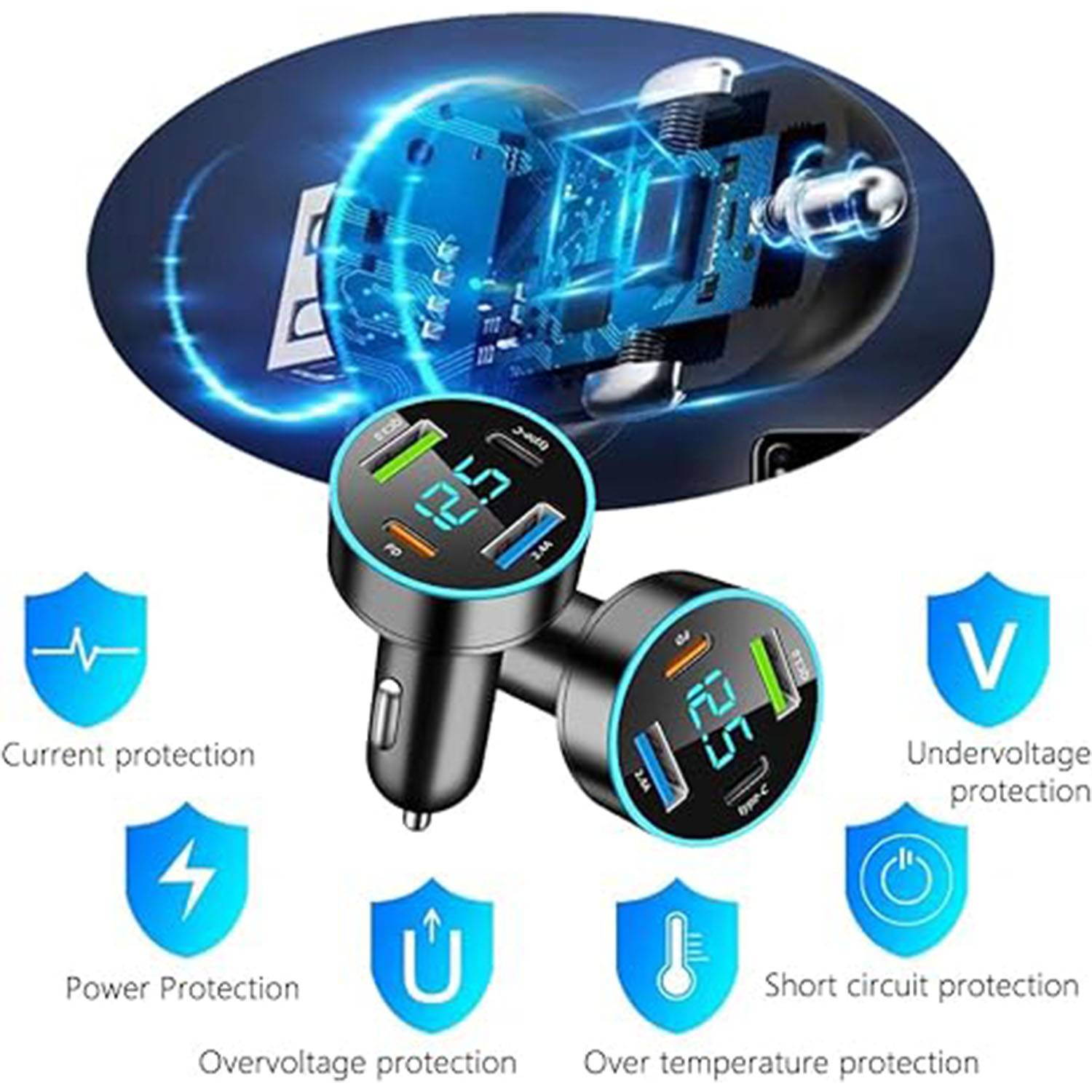 2 In 1 USB Bluetooch Smart Car Adaptor 4