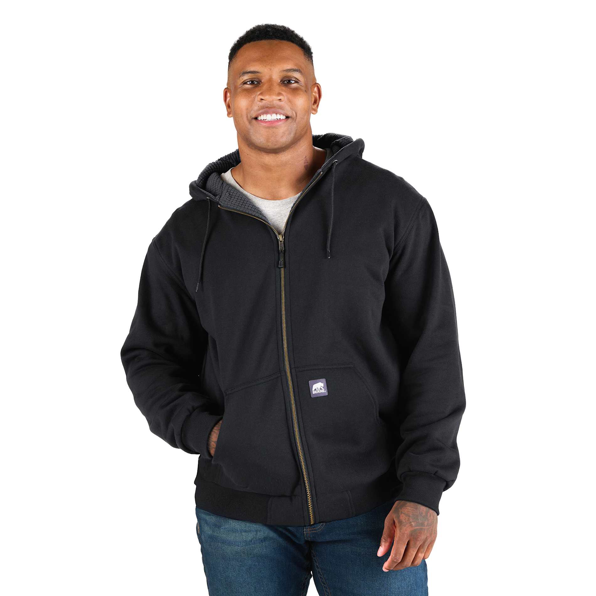 Berne Heritage Grid Fleece-Lined Zip Sweatshirt - Men's 42
