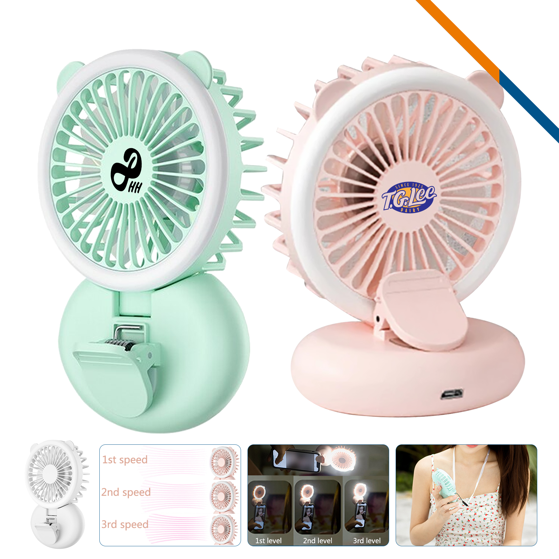 RenoGlow 2in1 LED Fill Light Clip On Fan 3