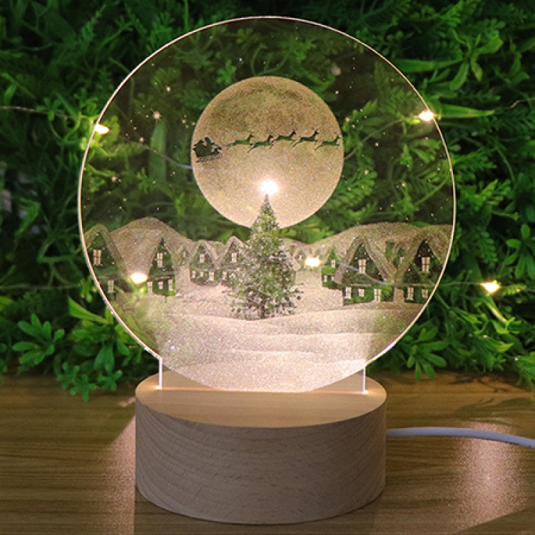 Custom Made To Order 3D Optical Illusion LED Night Light And Lamp With Wood Base 9