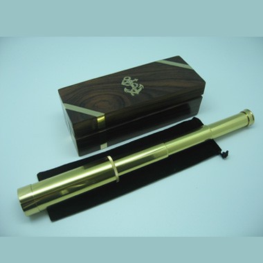 4 Sec Brass Telescope w/ Ebony Wood Box 1