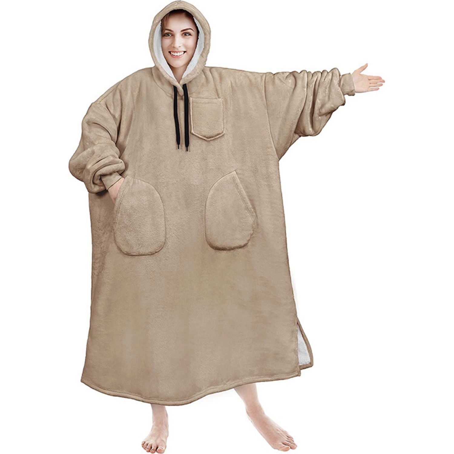 Oversized Microfiber & Sherpa Wearable Blanket 5
