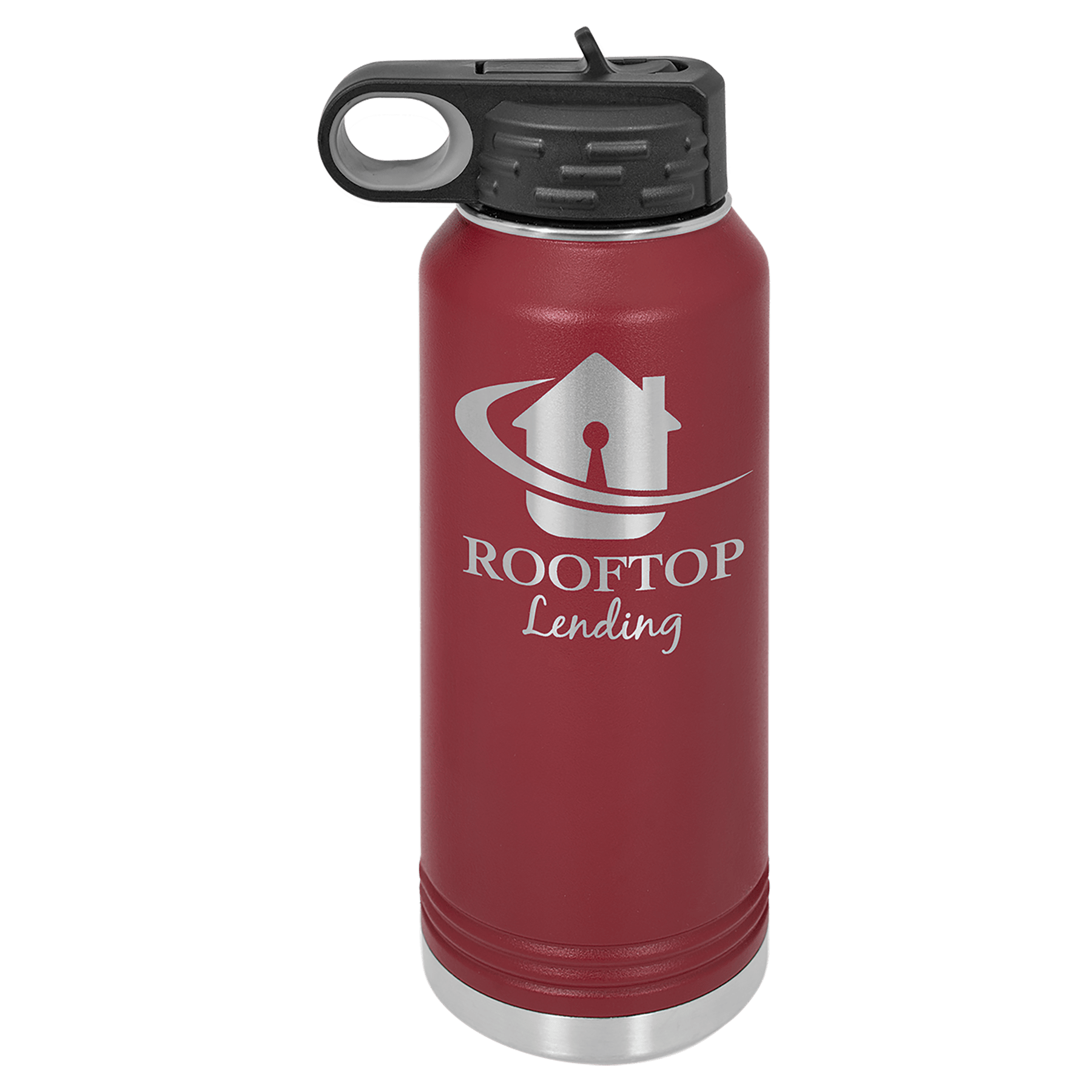 32 oz. Maroon Powder Coated Laser Engraved Polar Camel Water Bottles 1