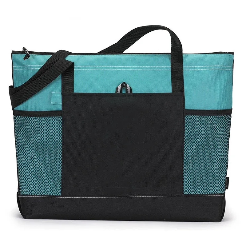 Oxford Tote Bag With Two Mesh Pockets, custom tote bag with logo imprint 2