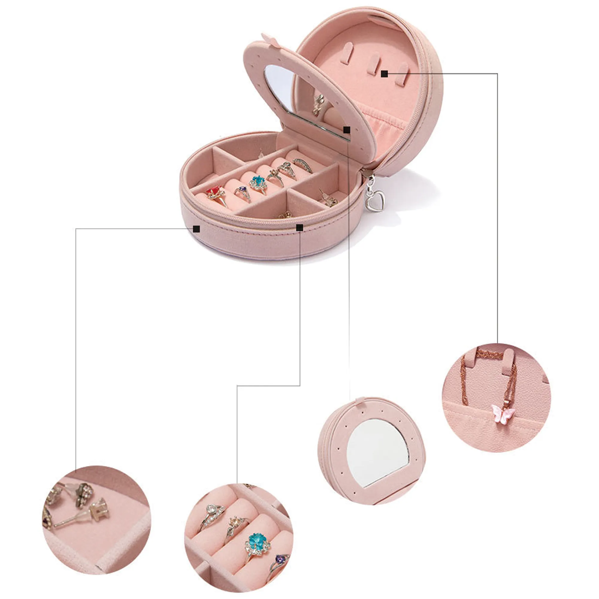 Portable Suede Jewelry Box 5