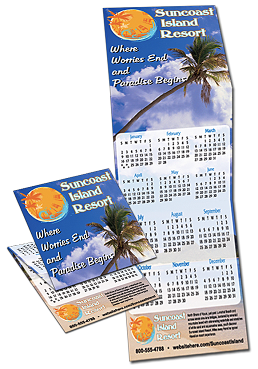 Tri-Fold Calendar - 5.3x17 - 4 pt. Gloss Text 1