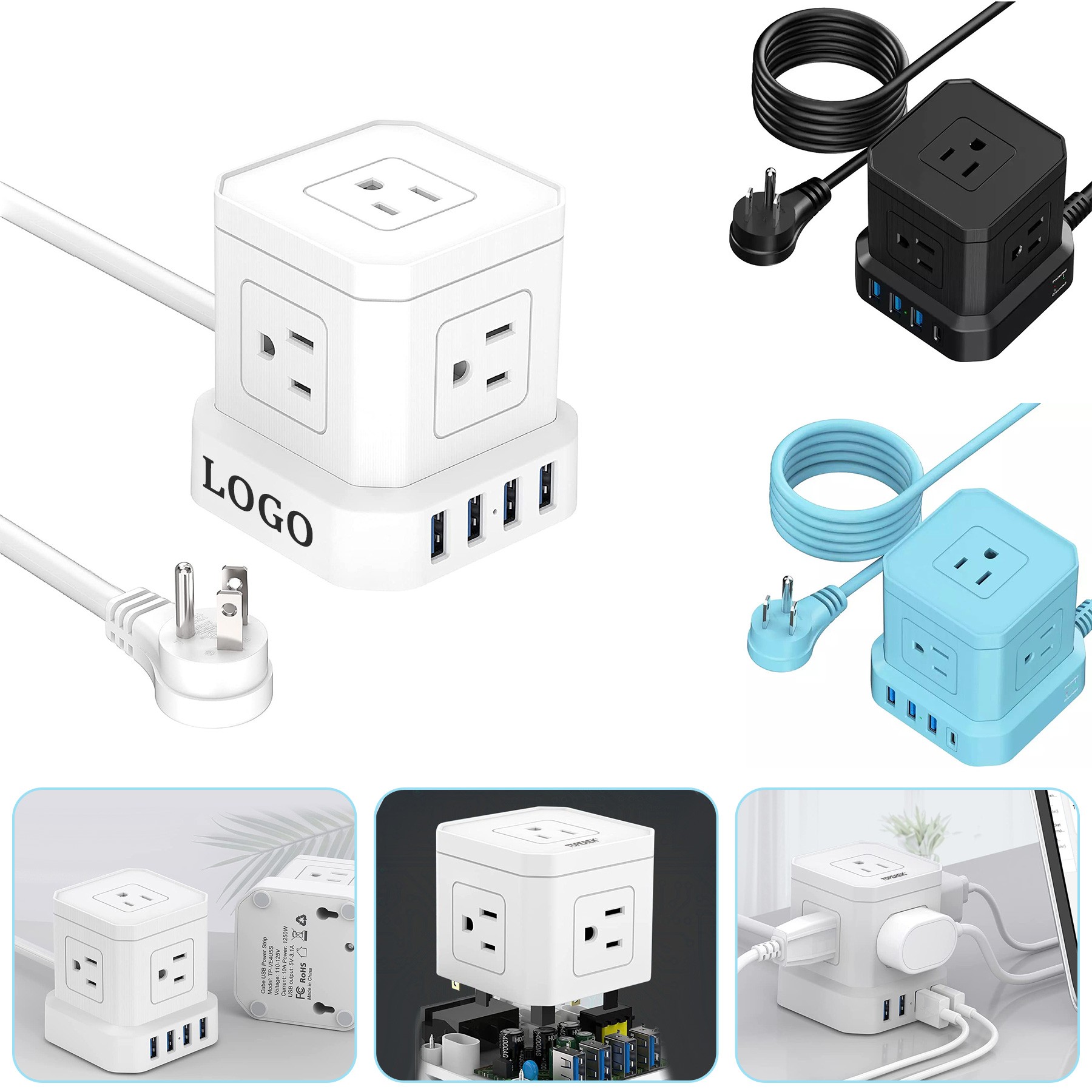 Power Strip with 5 Outlets 4 USB Ports