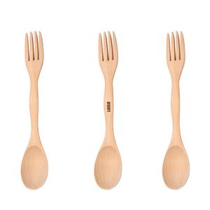 2 in 1 Natural Wooden Spork Spoon and Fork 4