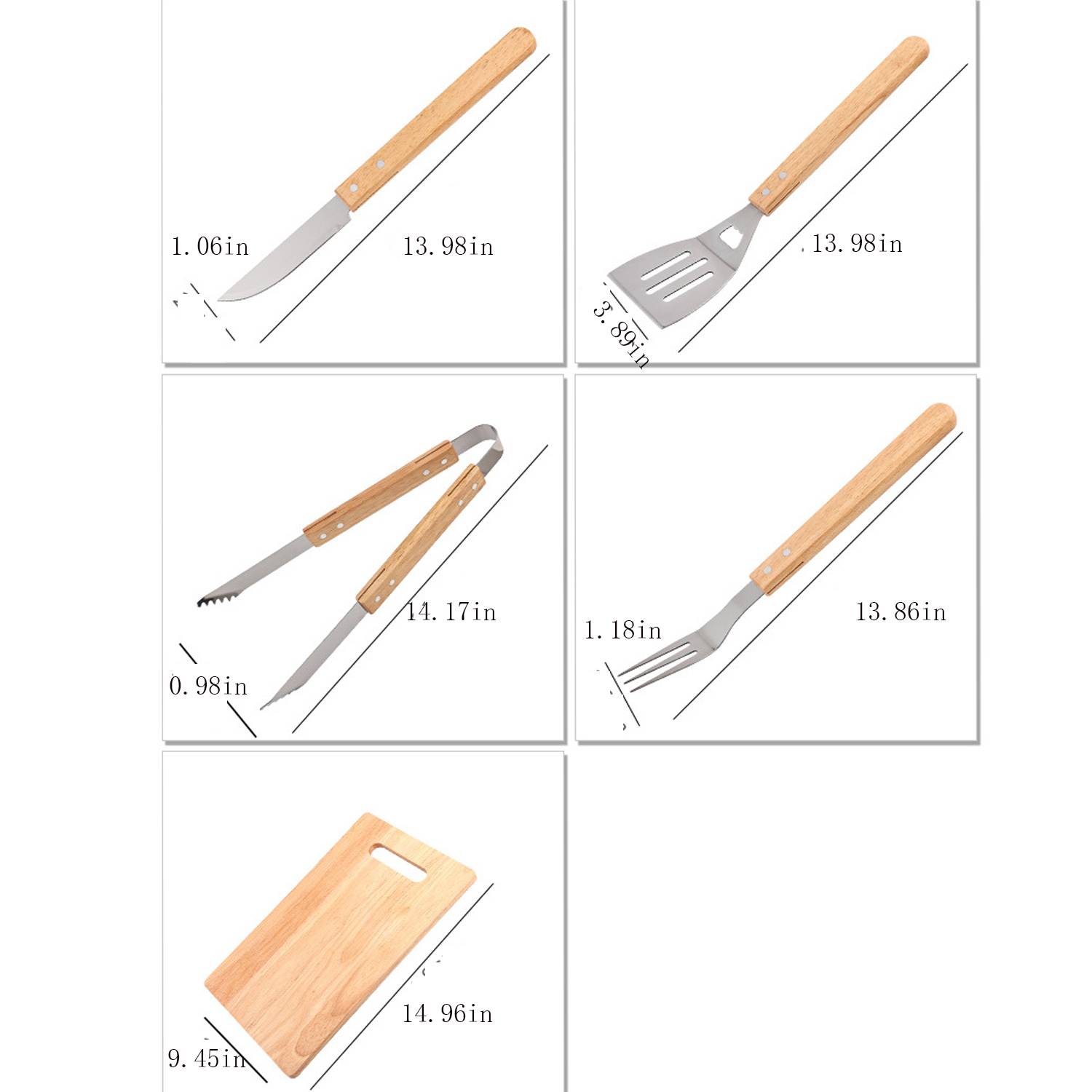 5PCS Stainless Steel BBQ Tool Set w/ Carrying Case 3