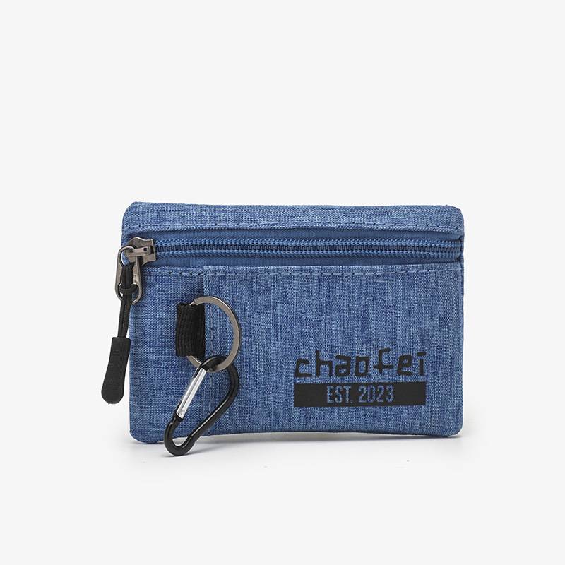 Compact Oxford Zipper Purse Pouch w/ Key Ring 2