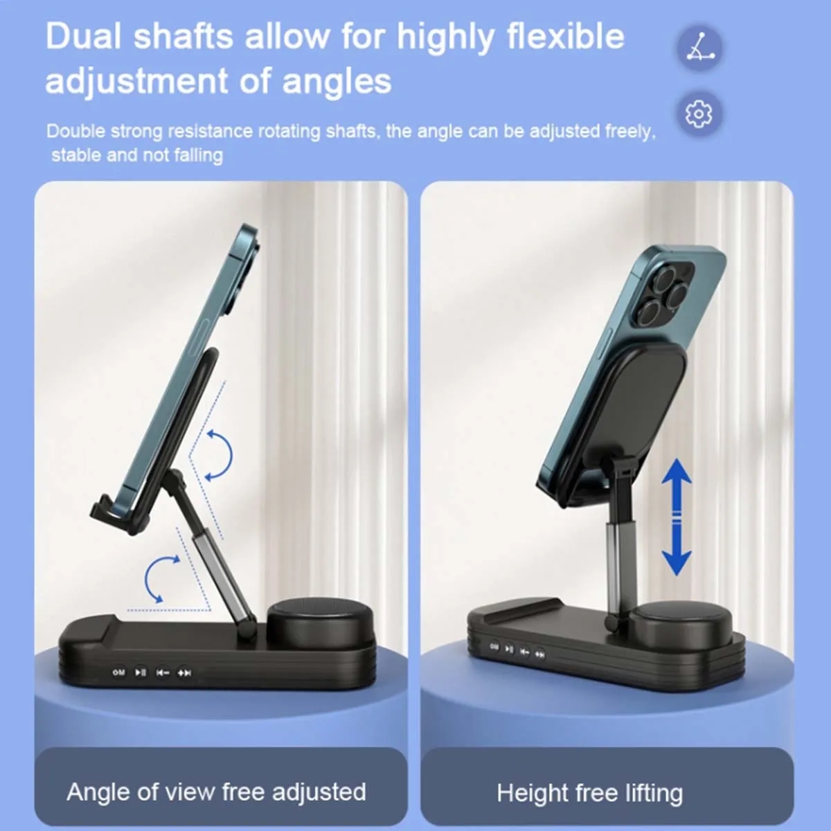 2 In 1 Folding Lifting Phone Stand Desktop Speaker 1800mAh 5