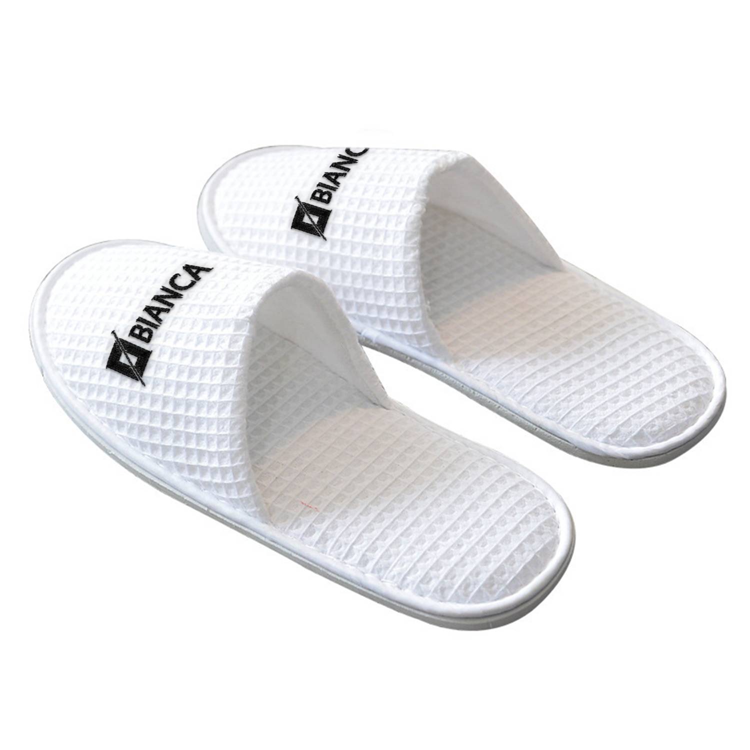 Waffle Ribbon Logo Hotel Custom Slippers 4