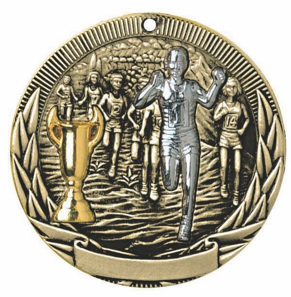 Cross Country Tri-Colored Medal 2" 2