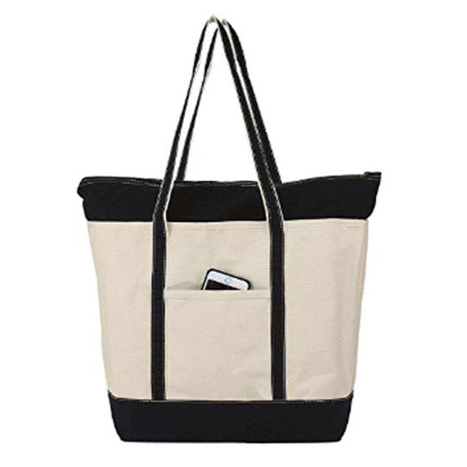Two Tone Magnetic Snap Canvas Tote Bag, custom tote bag with logo imprint 6