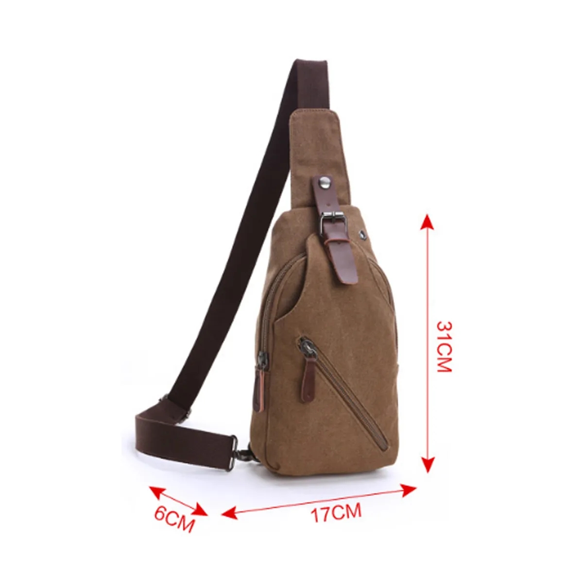 Casual Canvas Crossbody Sling Bag with Leather Accents 1
