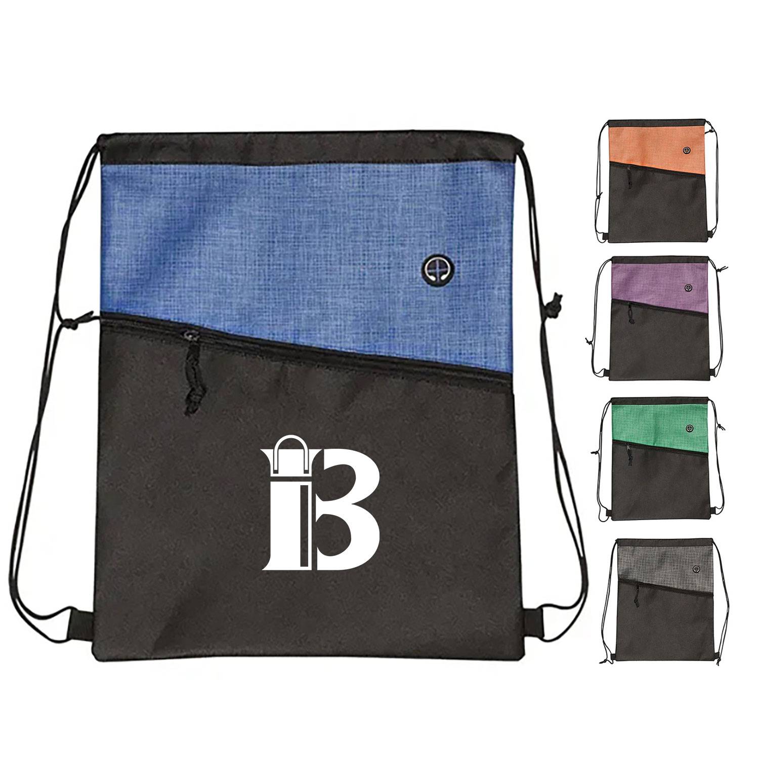 Heathered Non-Woven Drawstring Backpack 2