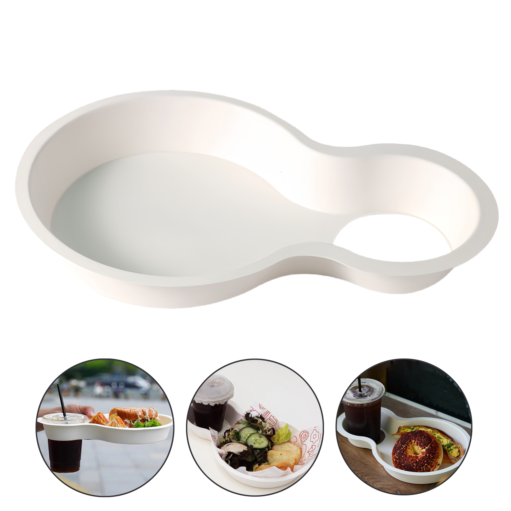 Biodegradable Creative Hot Dog Serving Tray with 2 Compartments 3