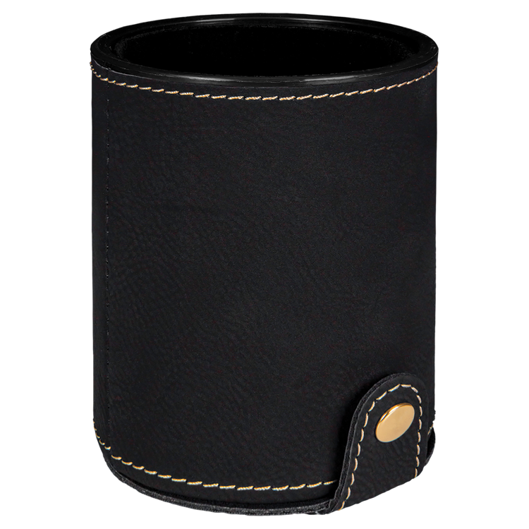 Black/Gold Leatherette Dice Cup with 5 Dice 3